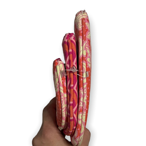 Contents by Allegro Set of 3 Pink, Orange & Cream Fabric Makeup, Travel Bags - Picture 2 of 12